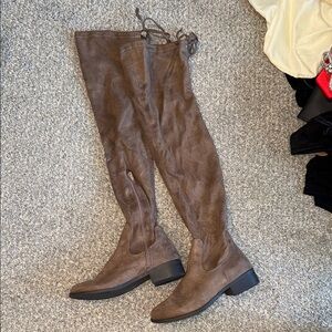 Brown Suede Over-the-Knee Boots